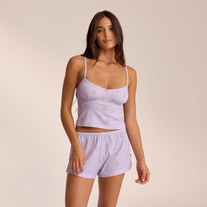 Caraco de Pyjama Pointelle - Lilas Floral