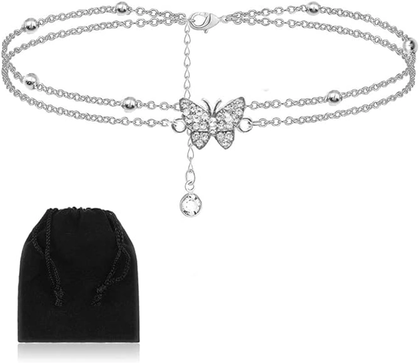 BINXWA Geschenke für Frauen Fußkettchen Für Damen, 14 K Schmetterling Fußkette damen, Sterling Silber Damen Fußkettchen : Amazon.de: Fashion