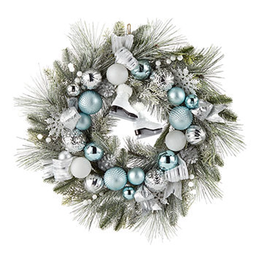 North Pole Trading Co. Ice Skate Blue Ornament Indoor Christmas Wreath, Color: Silver - JCPenney