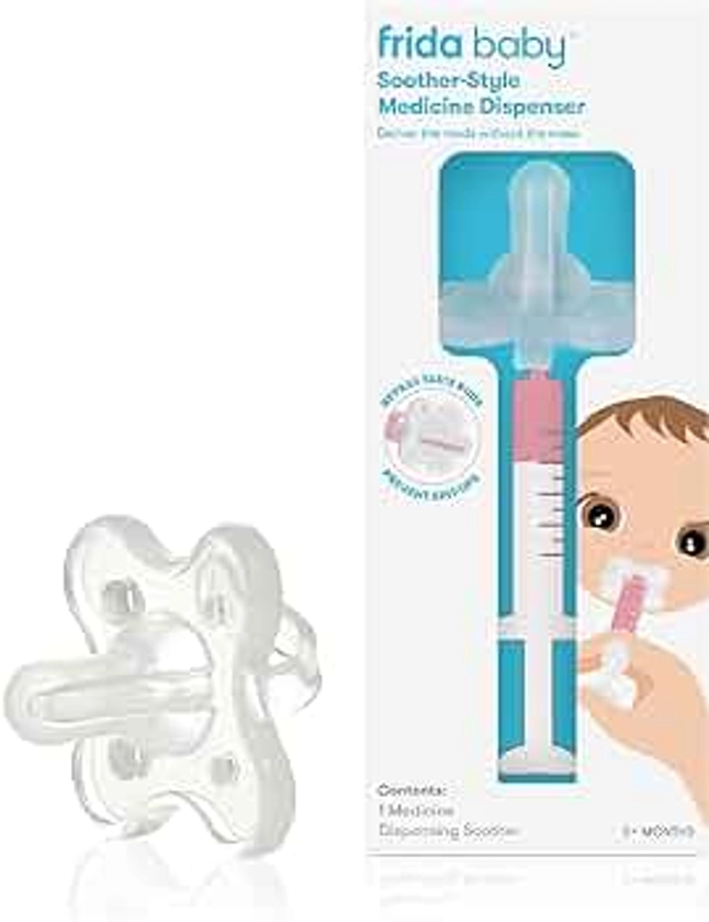 Frida Baby Medicine Pacifier | Medi Frida Baby Medicine Syringe & Accu-Dose Pacifier, Baby Medicine Dispenser for Mess & Fuss Free Use
