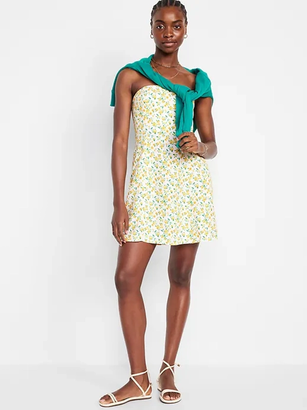 Fit & Flare Linen-Blend Mini Dress