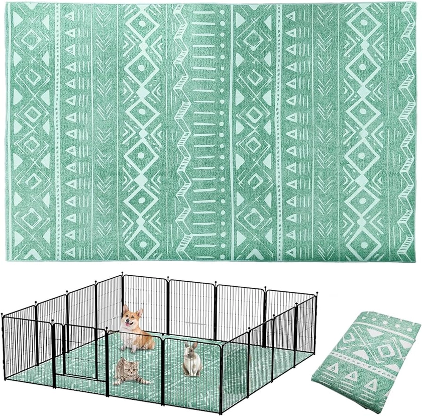 BNOSDM 91" X 63" Extra Large Bunny Cage Liner Washable Guinea Pig Mat Large Animals Mats Animal Pads for Floor Indoor Rabbit Carpet for Chinchillas Cats Ferrets Dogs