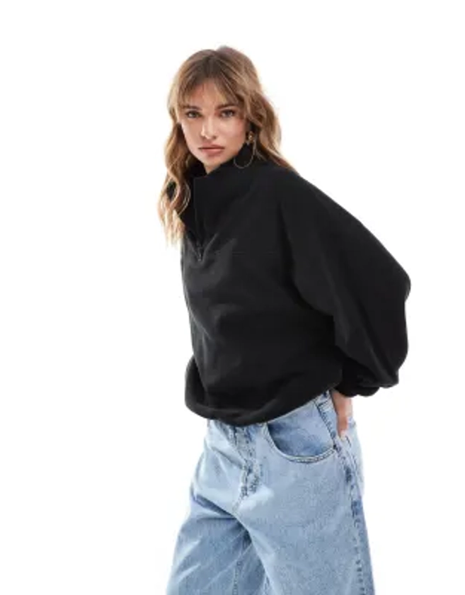 ASOS DESIGN - Polaire à demi-fermeture éclair - Noir | ASOS