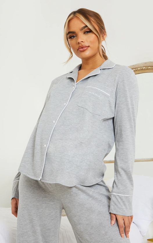Maternity Grey Mama Long Sleeve PJ Top