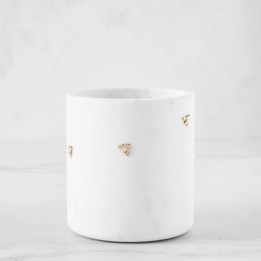 Williams Sonoma Honeycomb Marble Utensil Holder