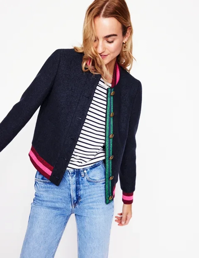 Boiled Wool Bomber - Navy