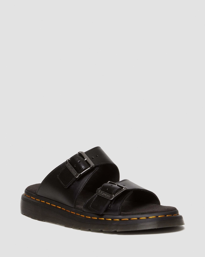 Josef Leren Gesp Slide Sandalen in Zwart | Dr. Martens