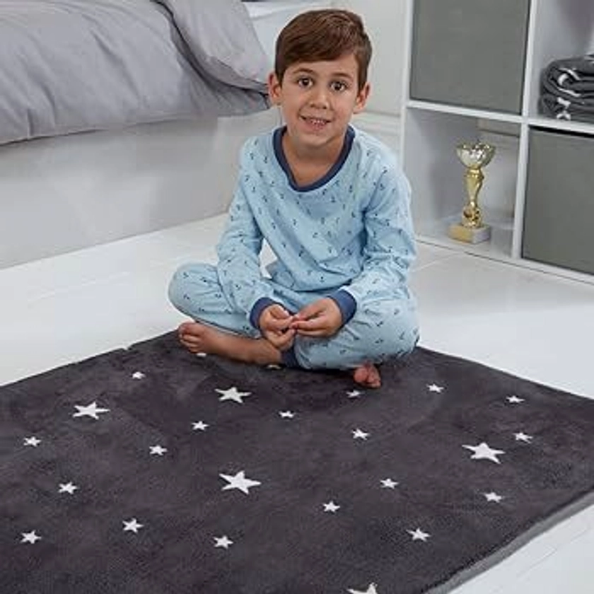 Dreamscene Star Print Rug Anti-Slip Large Carpet Printed Non-Shed Polyester Floor Mat, Charcoal Grey - 80 x 150cm : Amazon.co.uk: Baby Products