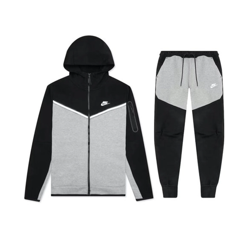 NEW Nike Sportswear Tech Fleece Full Zip Hoodie & Joggers Set Black/Grey Sz S-XL