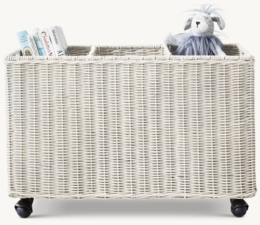 Rutherford Rolling Toy Caddy - Whitewashed Natural | RH Baby & Child