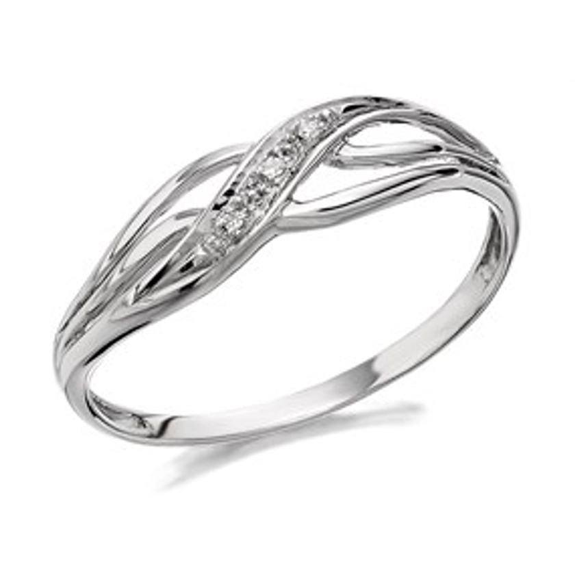 9ct White Gold Diamond Wave Ring - EXCLUSIVE - R2114