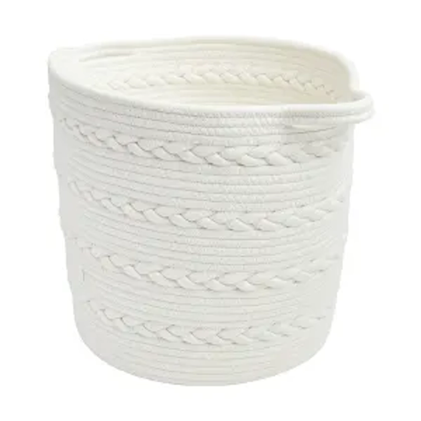 Round Braid Rope Basket - White