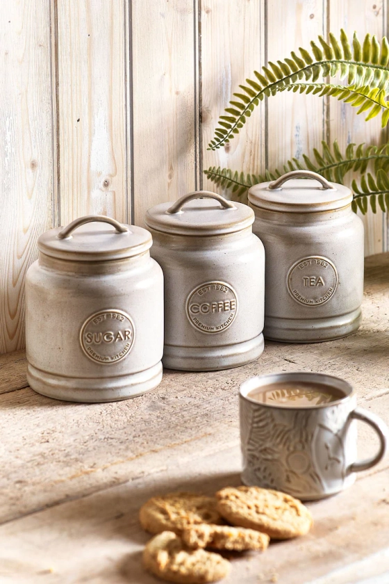 Buy Set of 3 Natural Country Badge Set of 3 Storage Jars Storage Jars from the Next UK online shop