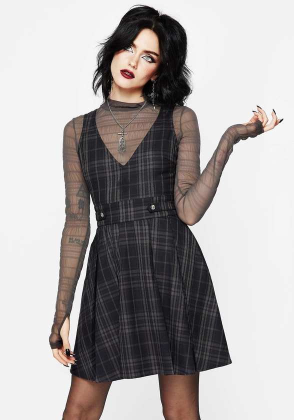 Reckless Check Mini Pinafore Dress