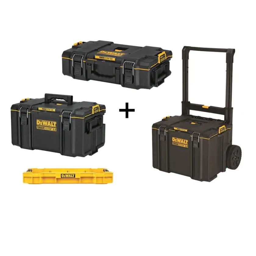 DEWALT TOUGHSYSTEM 2.0 22 in. Small Tool Box, 22 in. Large Tool Box, 24 in. Mobile Tool Box, and Shallow Tool Tray DWST08165005010 - The Home Depot