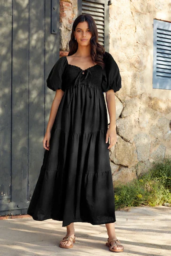 Buy Black Puff Sleeve Maxi Dress from the Next UK online shop
