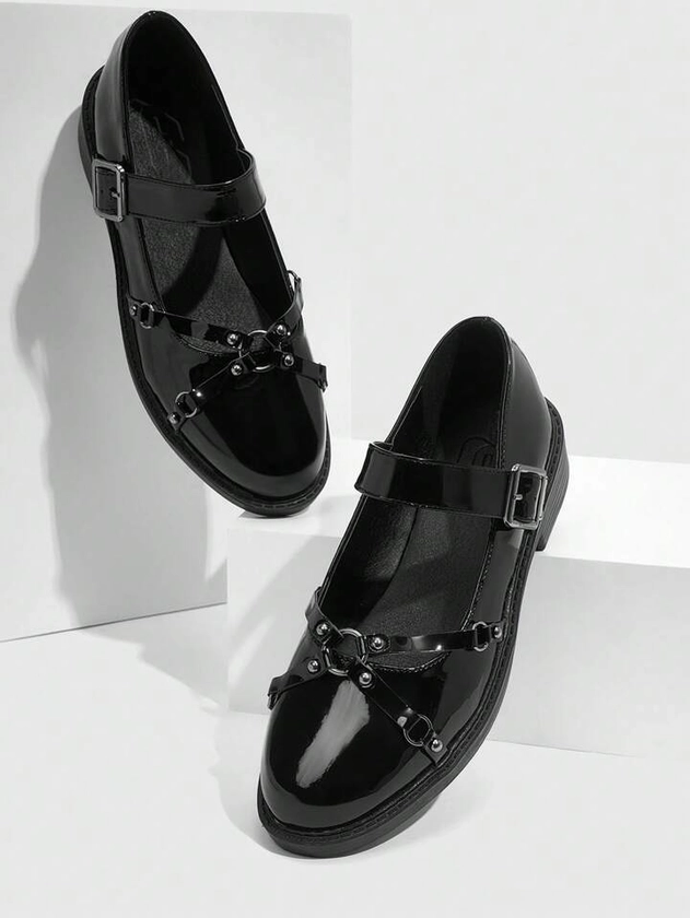 CUCCOO DOLLMOD Zapatos de mujer cómodos y de moda, planos de Mary Jane negros para la primavera y el verano