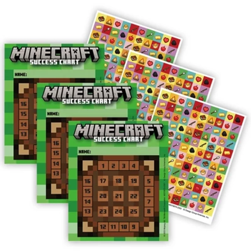 Eureka® Minecraft Mini Reward Charts with Stickers, 36 Per Pack, 3 Packs