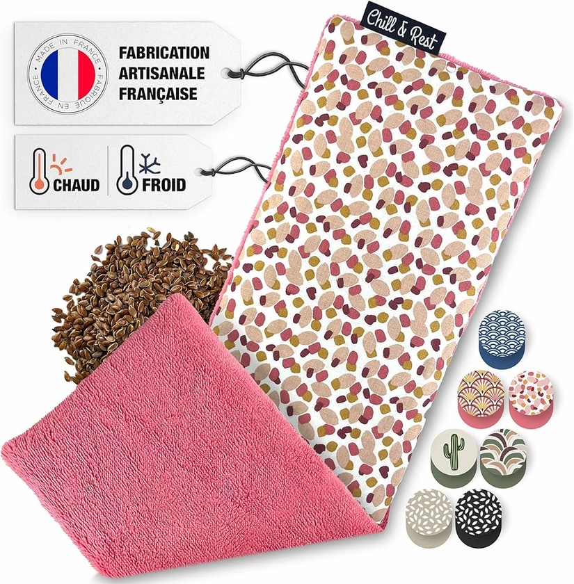 Chill&Rest - Bouillotte Micro-Onde fabriquée en France - Coussin Chauffant cervicales - Bouillotte cervicale et épaule - Regles douloureuses - Cadeau Anniversaire Femme - Rose - La Terrazzo : Amazon.fr: Hygiène et Santé