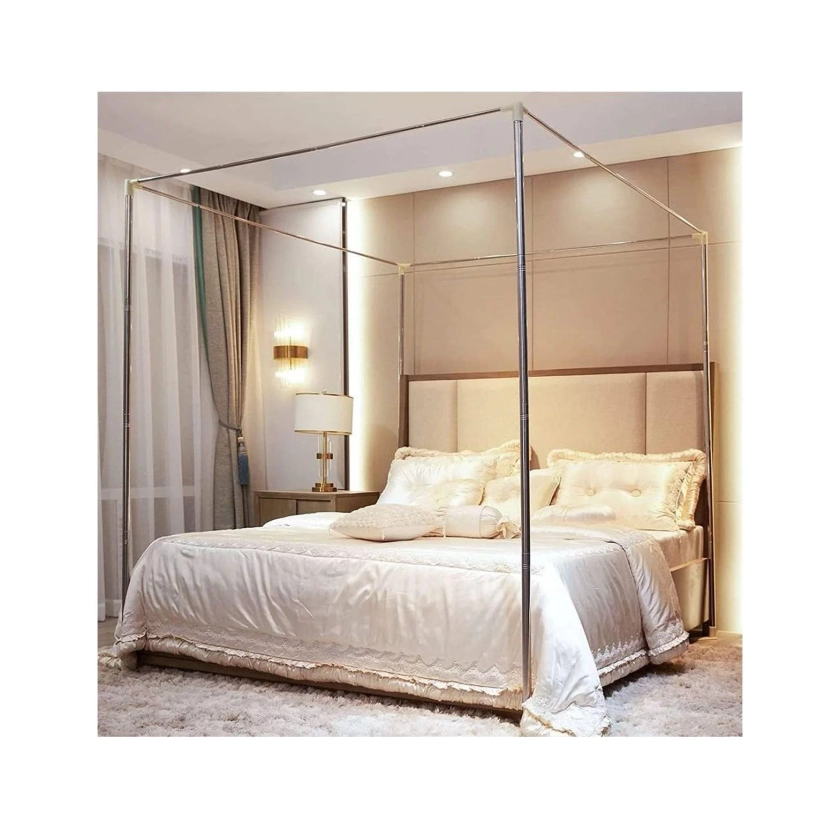 CintBllTer Canopy Bed Frame 4 Corners Stainless Steel Bed Mosquito Net Frame Bracket Fit / XL/Full/Queen/King/California King Size 2x2x2m - Walmart.com