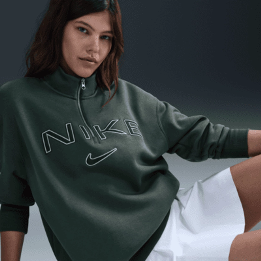 Nike Sportswear Phoenix Fleece Women's Oversized 1/4-Zip Logo Top