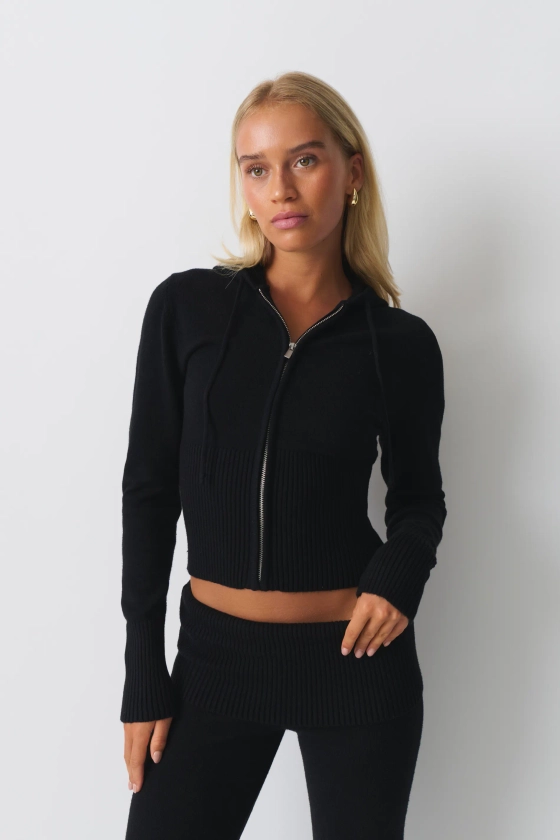 Knitted lounge jacket - Svart - Dame - Gina Tricot