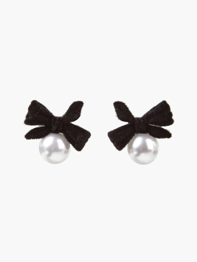 Faux Pearl Bowknot Earrings