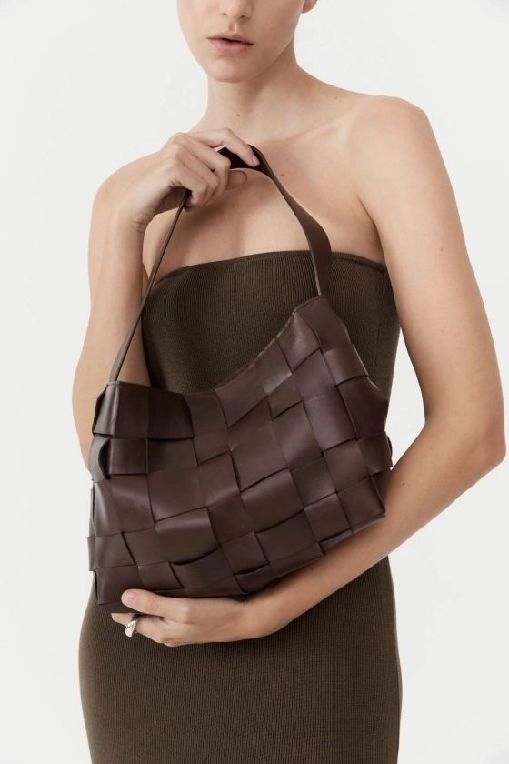 PRE-ORDER: Woven Mini Tote - Chocolate