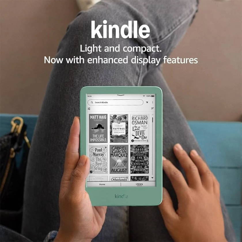 New Amazon Kindle (16 GB) – Lightest and most compact Kindle with glare-free display, faster page turns, adjustable front light and long battery life – With Ads – Matcha