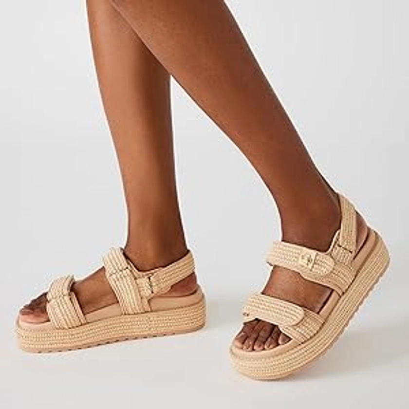 Raffia Platform Wedge Sandals for Women Adjustable Metal Buckle Flatform Slippers Slingback Open Toe Slip On Beach Sandals