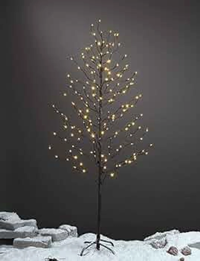 LIGHTSHARE 5FT 200L Lighted Star Light Tree,Warm White, Brown Branch Decoration Light,Home/Festival/Party/Christmas,Indoor and Outdoor Use