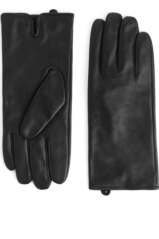 Gants en cuir doublés – Noir – Femme – ARKET FR