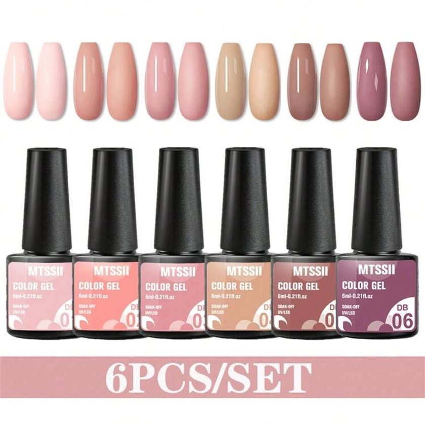 6PCS Nail Gel Polish Set Nail Kit Sets Nude Color Glitter Holographic Soak Off UV Gel Nail Varnish For Nail Art Gel Set