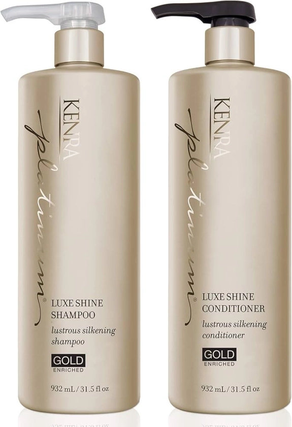 Kenra Platinum Luxe Shine Shampoo/Conditioner | Gold Enriched | Transforms Dull And Lifeless Strands To Glamorous And Full-Bodied Hair | All Hair Types | 31.5 fl. Oz (Set)