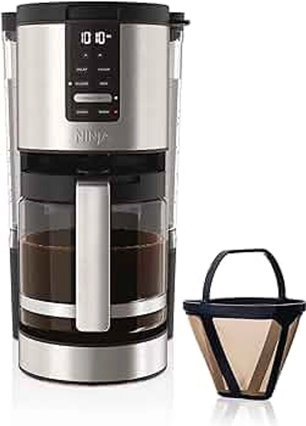 Ninja DCM200C Programmable XL 14-Cup Coffee Maker, 14-Cup Glass Carafe, With Permanent Filter, Stainless Steel, Silver