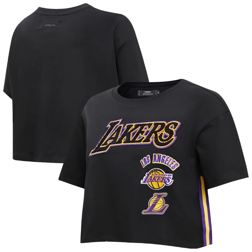 Los Angeles Lakers Pro Standard Women's Retro Classic Cropped Boxy T-Shirt - Black