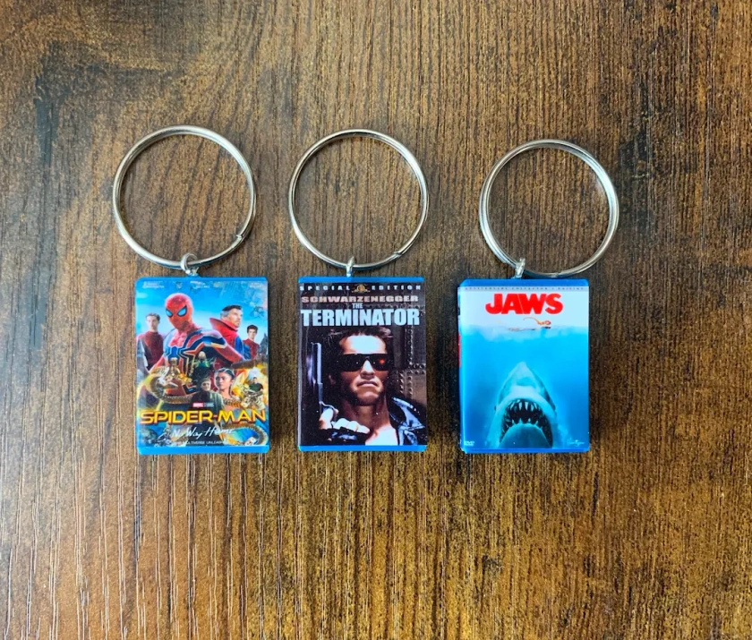 Miniature Blu Ray DVD Movie Keyring | ANY Movie You Like | Novelty Gift Keychain | Secret Santa | Birthday Party Bags | Keyring Charm