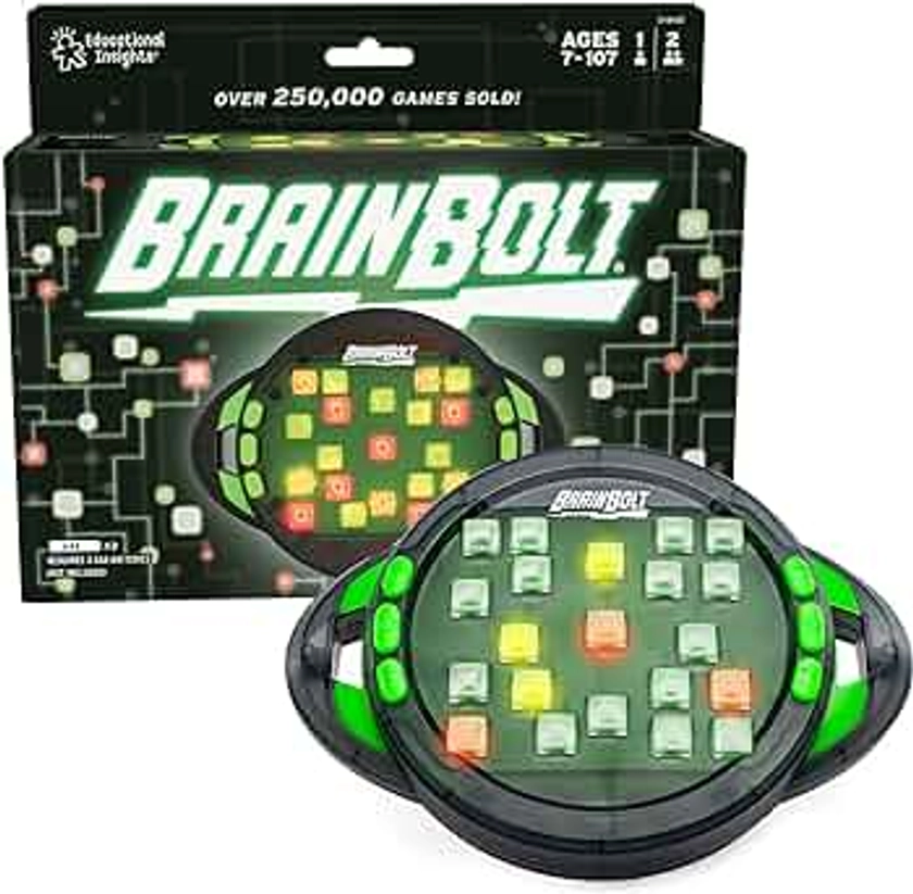 Educational Insights BrainBolt Handheld Electronic Memory Game with Lights & Sounds, Brain Teaser Puzzle Game, Ages 7+