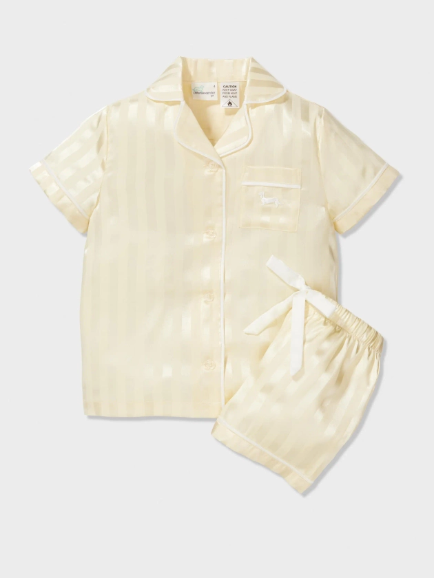 Girls Butter Satin Classic Pj Set Butter - Peter Alexander Online