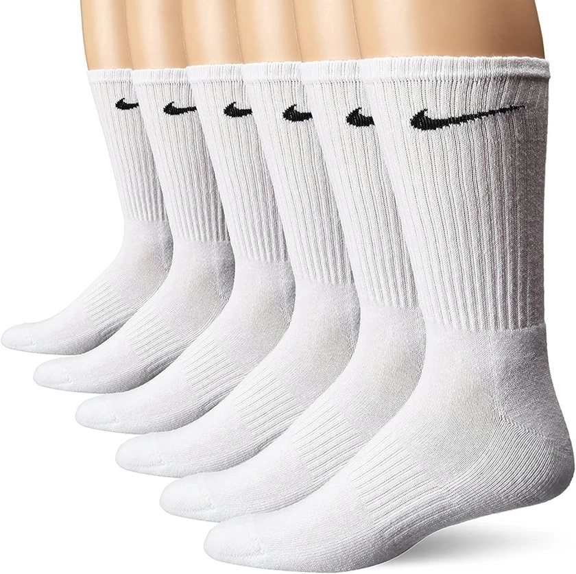 Amazon.com: NIKE Unisex Performance Cushion Crew Socks with Band (6 Pairs), White/Black, Small : NIKE: Clothing, Shoes & Jewelry
