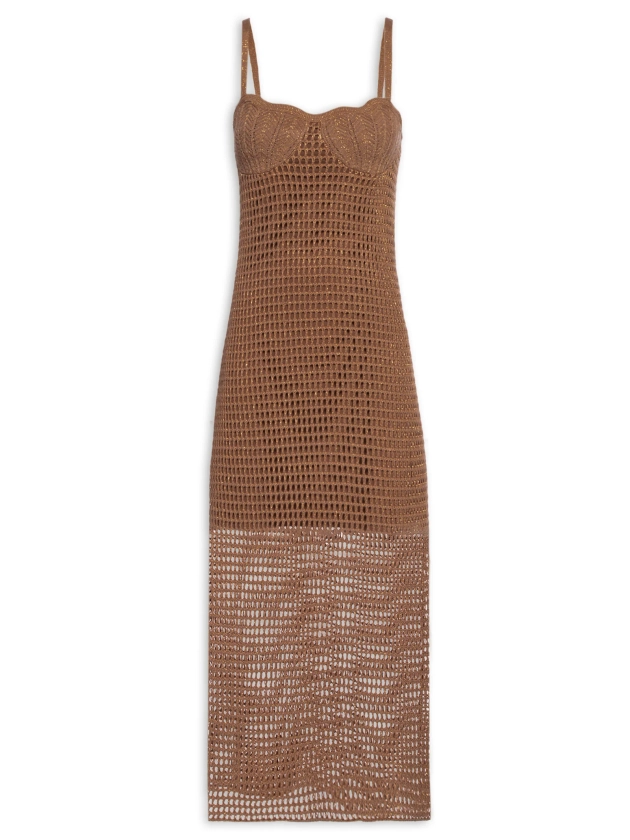 Vestido Tricot Concha - Marrom