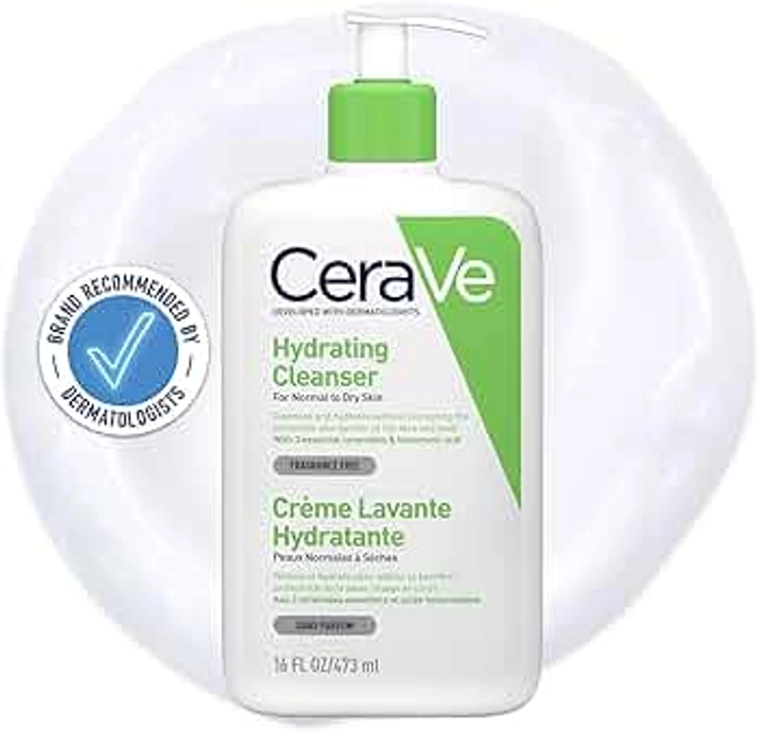 CeraVe Hydrating Cleanser for Normal to Dry Skin 473ml with Hyaluronic Acid & 3 Essential Ceramides