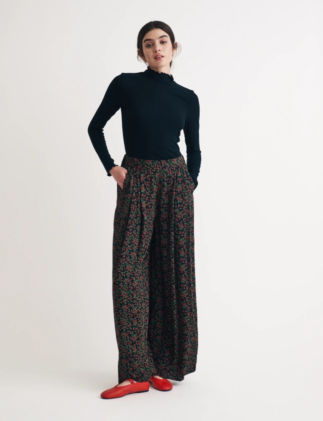 Floral Elasticated Waist Relaxed Trousers