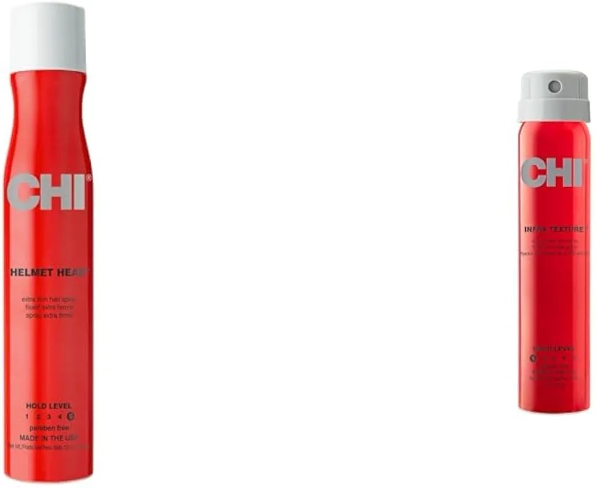 CHI Helmet Head Extra Firm Hairspray, 10 oz & Infra Texture Dual Hair Spray, 2.6 oz