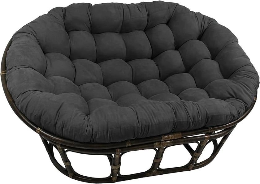 Blazing Needles Microsuede Double Papasan Cushion, 1 Count (Pack of 1), Steel Grey