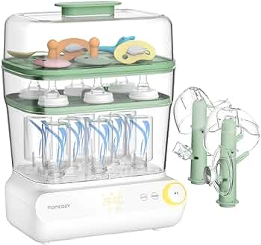Momcozy 3 Layers Large Bottle Sterilizer and Dryer, Fast Sterilize and Dry, Universal Bottle Sterilizer for All Bottles & Breast Pump Accessories, Touch Screen & Auto-Off Bottle Sanitizer