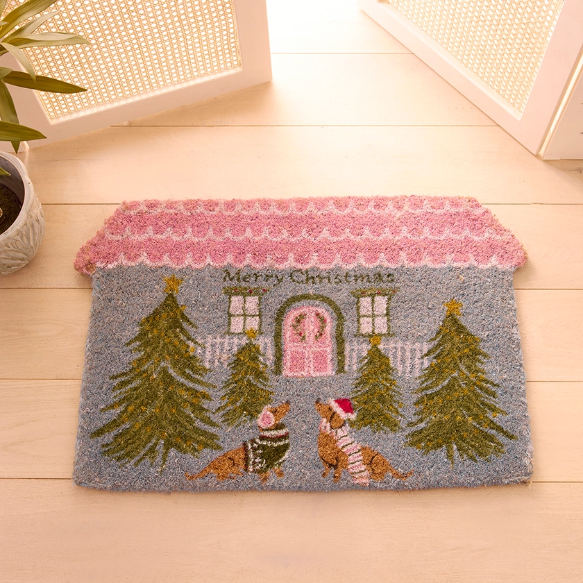 Coir Merry Christmas Dachshund Doormat | Adairs