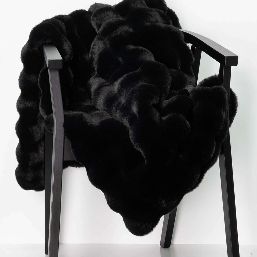 Eden Black Faux Fur Throw