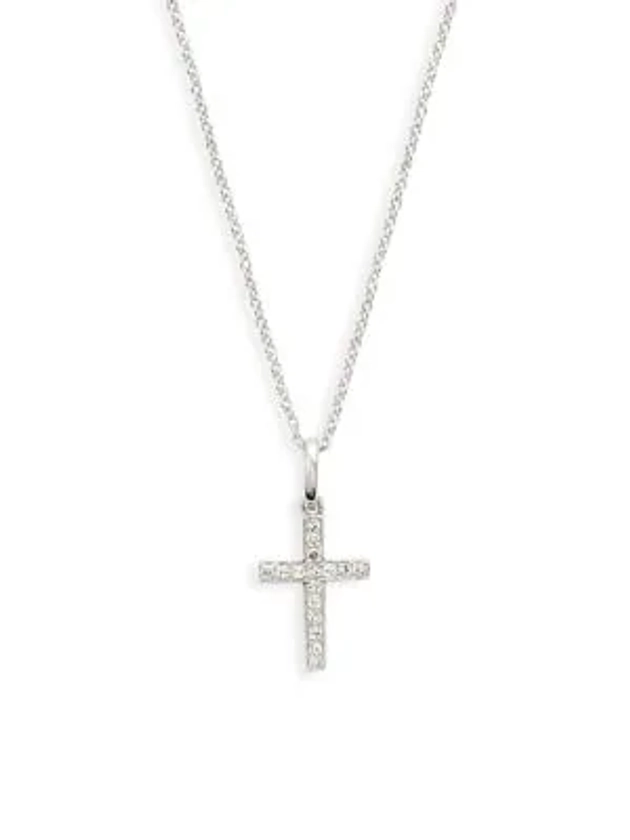 Saks Fifth Avenue 14K White Gold & Natural Diamond Cross Pendant Necklace on SALE | Saks OFF 5TH