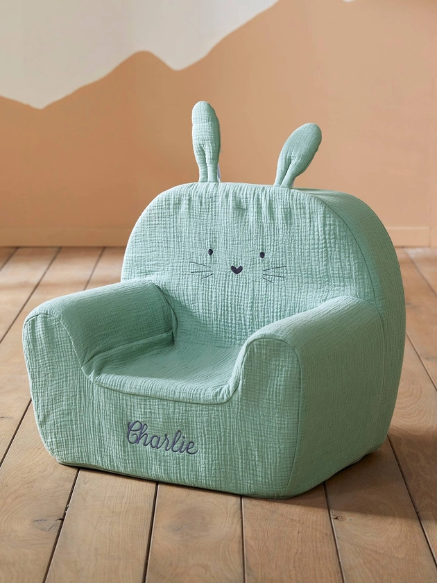 Fauteuil en mousse personnalisable Lapin vert - Vertbaudet